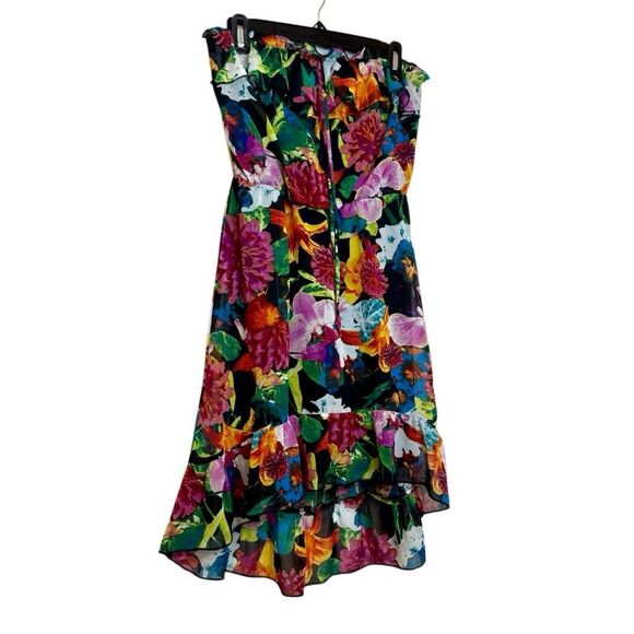Socialite Floral Ruffle Strapless Fit & Flare Dress Multicolor Size Small - Picture 3 of 5
